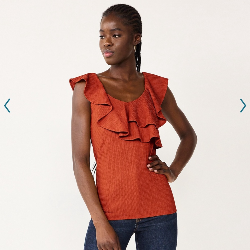 Women’s Nine West Tiered Flutter Sleeveless Top LARGE NWT summer fashion
